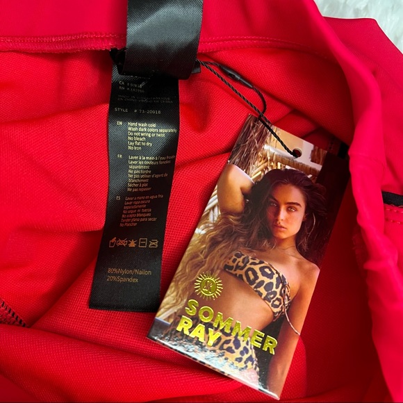 NEW Sommer Ray High Rise Piping Bikini Bottoms in Neon Red Size XS - Picture 4 of 6